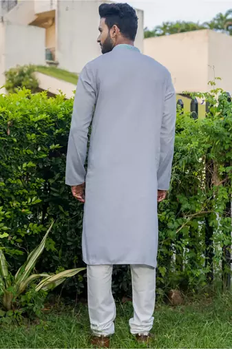 Mens cotton embroidered kurta pajama