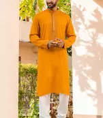 Mens cotton embroidered kurta pajama