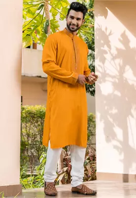 Mens cotton embroidered kurta pajama 2