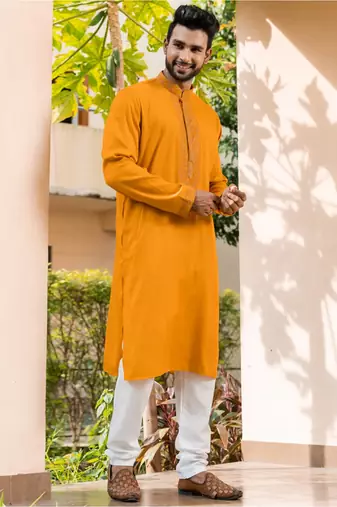 Mens cotton embroidered kurta pajama