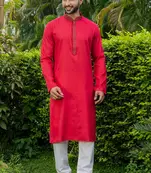 Mens cotton embroidered kurta pajama