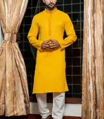 Mens cotton embroidered kurta pajama