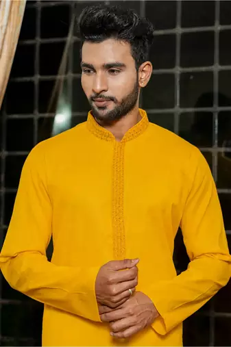 Mens cotton embroidered kurta pajama