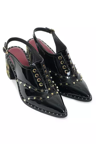 Solid Black Kim Pointed Heel