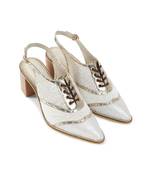 Embroidery White Kendball Pointed Heels