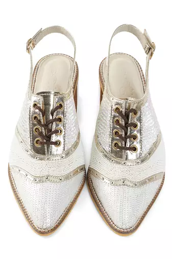 Embroidery White Kendball Pointed Heels