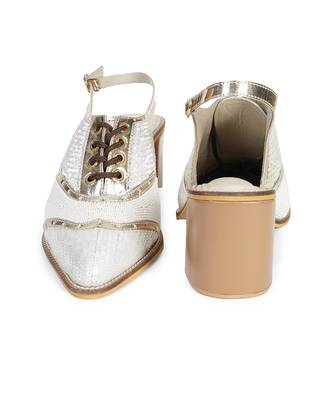 Embroidery White Kendball Pointed Heels 3