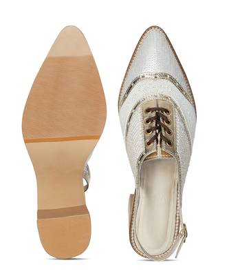 Embroidery White Kendball Pointed Heels 4