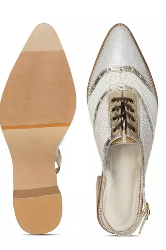 Embroidery White Kendball Pointed Heels