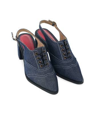 Solid Blue Denim Paris Heels 1
