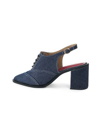 Solid Blue Denim Paris Heels 2