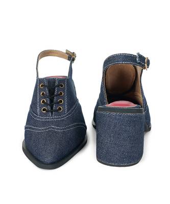 Solid Blue Denim Paris Heels 3