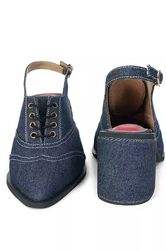 Solid Blue Denim Paris Heels