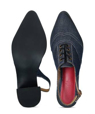 Solid Blue Denim Paris Heels 4