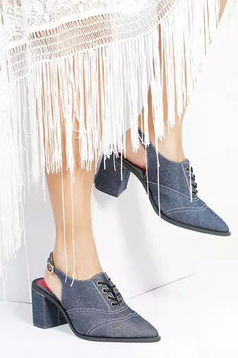 Solid Blue Denim Paris Heels