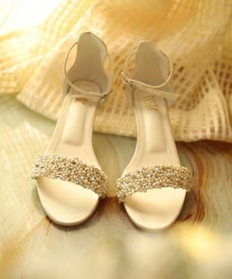 Gold Suede Naaz Embellished Heels 1