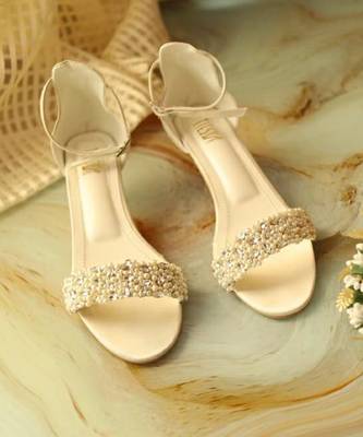Gold Suede Naaz Embellished Heels 2