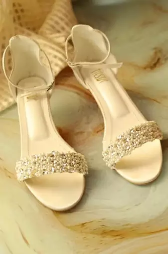 Gold Suede Naaz Embellished Heels