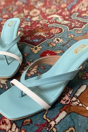 Layla Blue Kitten Heels White Footwear
