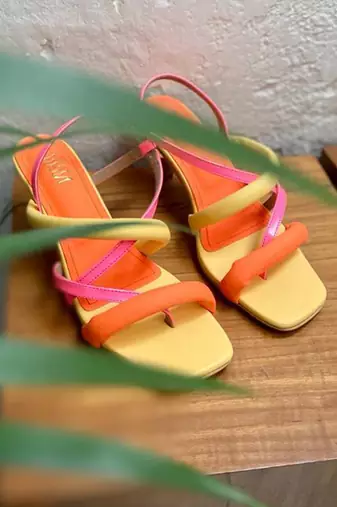 Glow (Yellow Pink Orange Neon Kittle Heels)