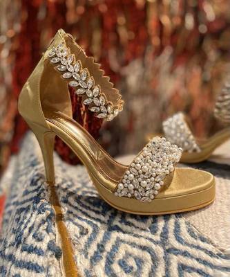 Pearl Bride (Blush Gold Crystal Stones Heels Festive Customised Heels) 1