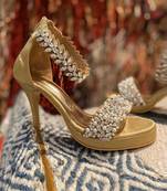Pearl Bride (Blush Gold Crystal Stones Heels Festive Customised Heels)