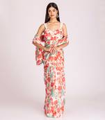 Multi colour organza saree set