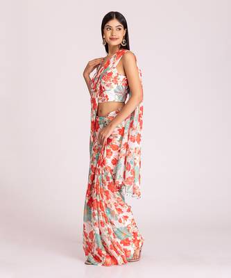 Multi colour organza saree set 2