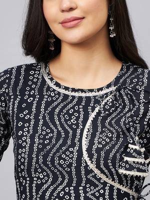 Winered women black bandhej flared angrakha kurta 5