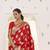 Kimisha women's red silk woven saree with unstitched blouse piece