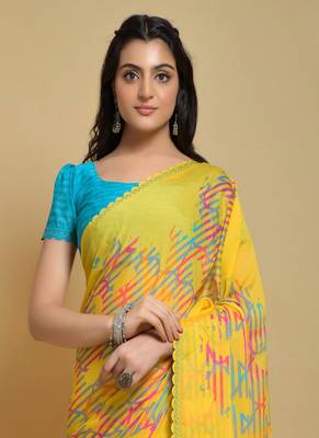 Roop Kashish Multicolor Georgette Printed Saree And Blouse Piece 2