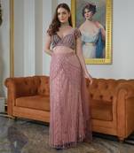 Mauve drape saree set