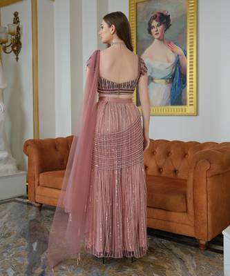 Mauve drape saree set 3
