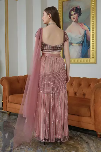 Mauve drape saree set