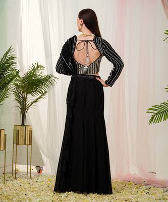 Black illusion drape saree set 2