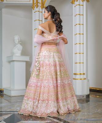 Baby Pink Hand Embellished Lehenga Set 2