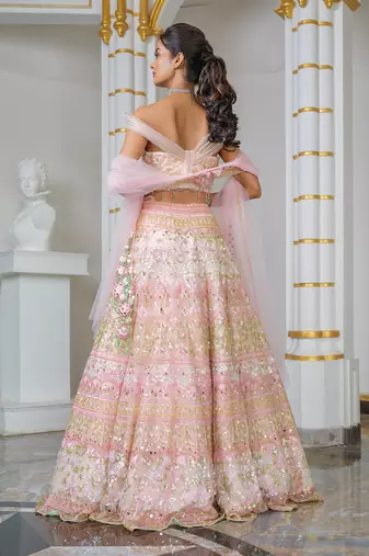 Baby Pink Hand Embellished Lehenga Set