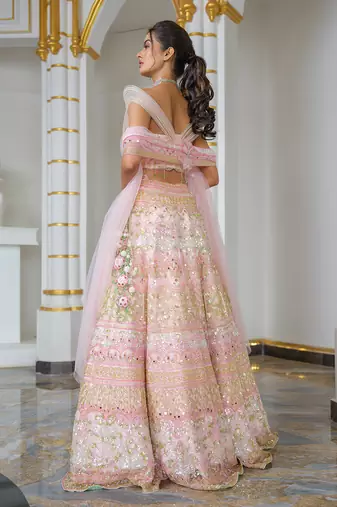 Baby Pink Hand Embellished Lehenga Set