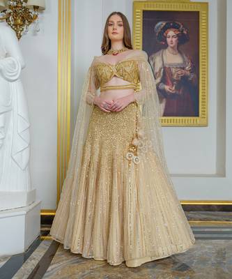 Gold Tulle Lehenga Set 1