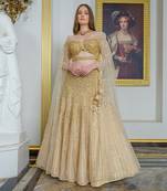 Gold Tulle Lehenga Set