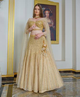 Gold Tulle Lehenga Set 2