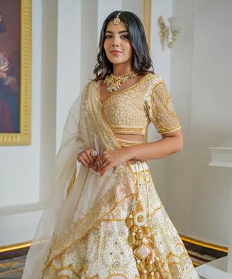 Gold Silk Lehenga Set 4