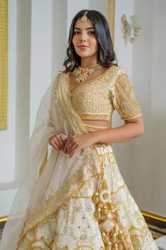 Gold Silk Lehenga Set