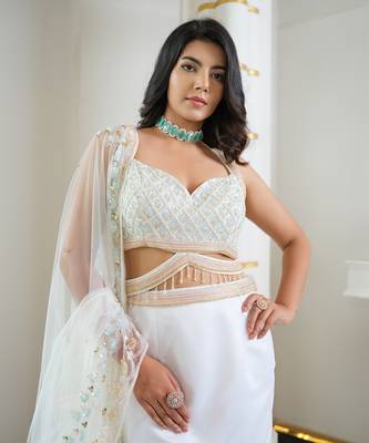White Mermaid Lehenga Set 4