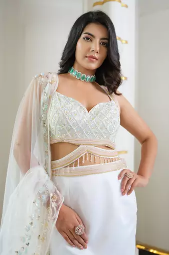 White Mermaid Lehenga Set