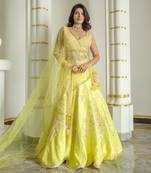 Lime Green Floral Butterfly Lehenga Set