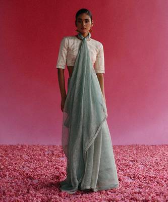 Blue sharad saree set 1