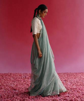 Blue sharad saree set 2