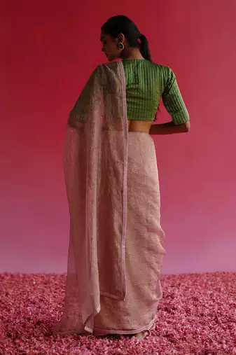 Pink sharad saree set