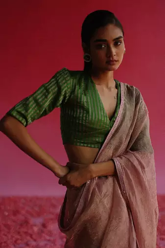 Pink sharad saree set